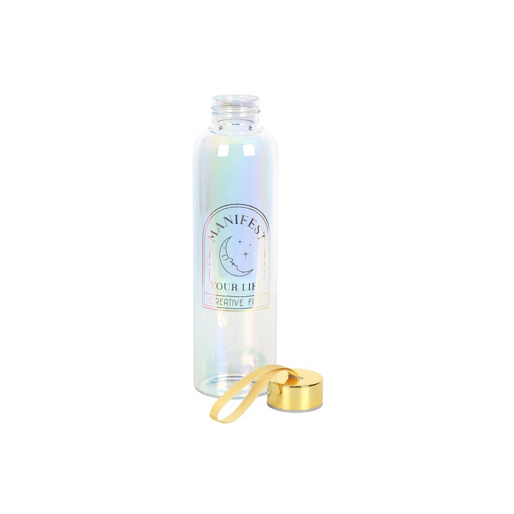 MANIFEST YOUR LIFE IRIDESCENT GLASS WATER BOTTLE