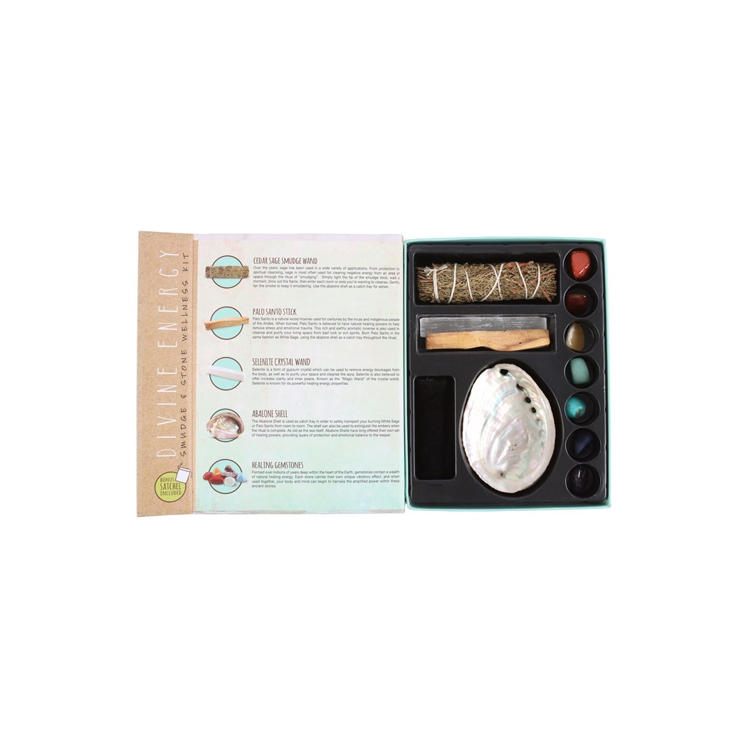 DIVINE ENERGY SMUDGE + STONE WELLNESS KIT GIFT SET