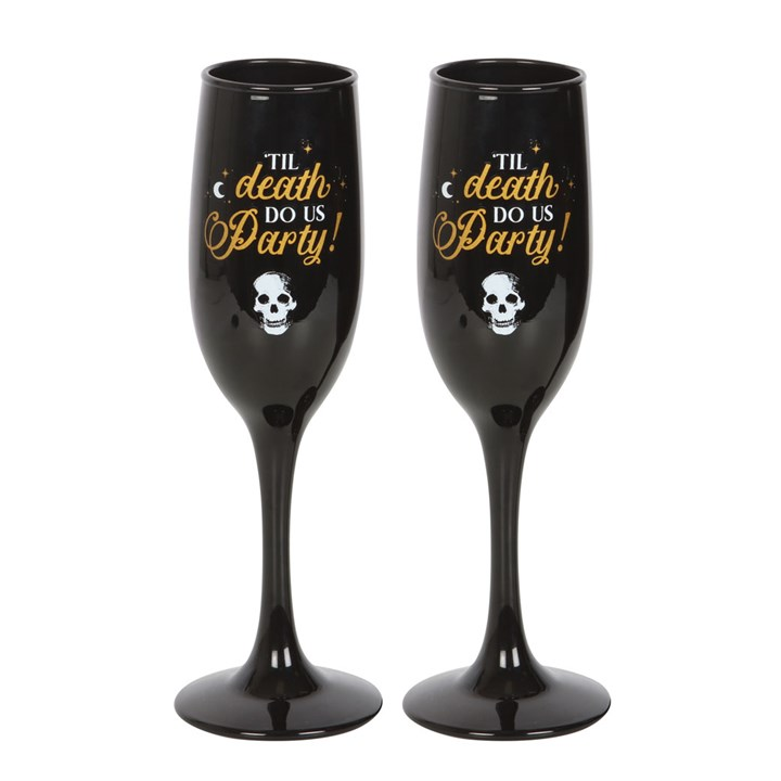 TIL DEATH DO US PARTY CHAMPAGNE FLUTE SET