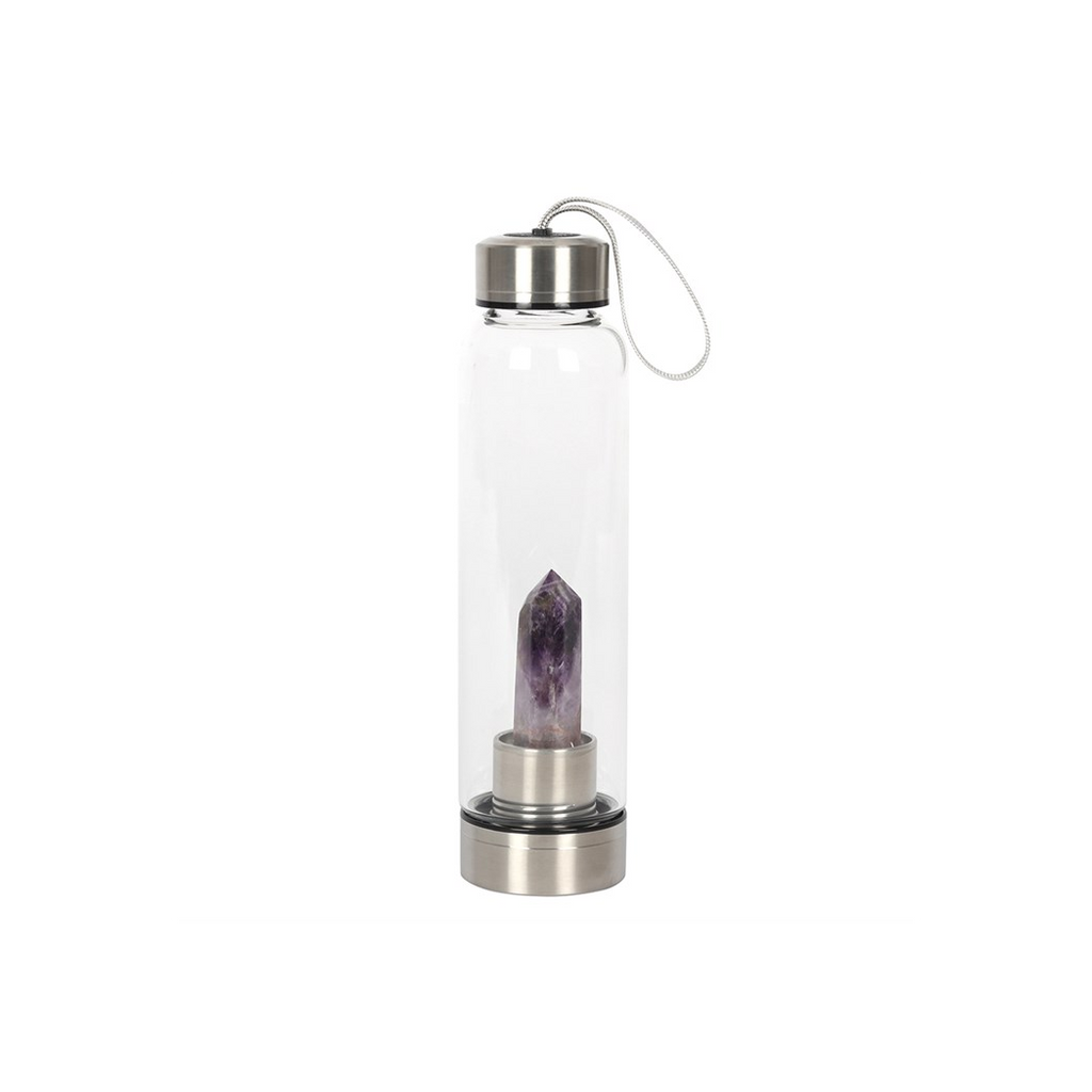 AMETHYST CRYSTAL INFUSED GLASS WATER BOTTLE