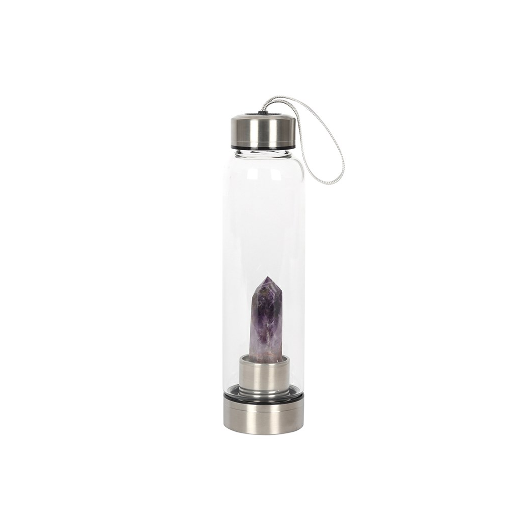 AMETHYST CRYSTAL INFUSED GLASS WATER BOTTLE
