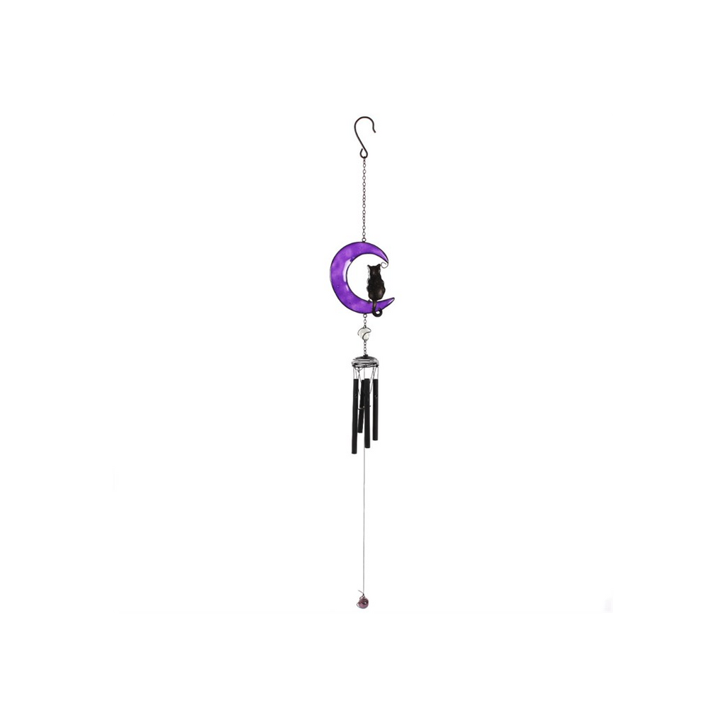 BLACK CAT CRESCENT MOON WINDCHIME