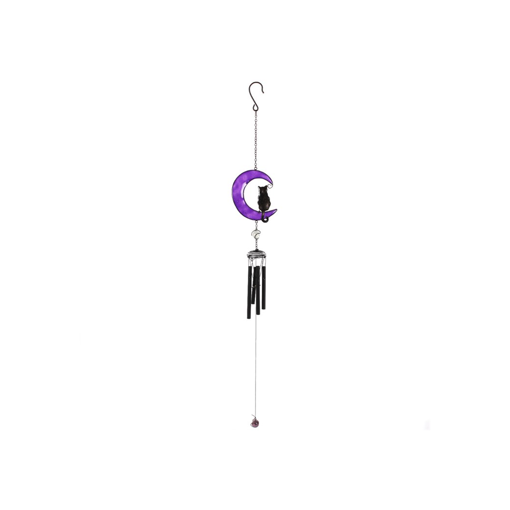 BLACK CAT CRESCENT MOON WINDCHIME