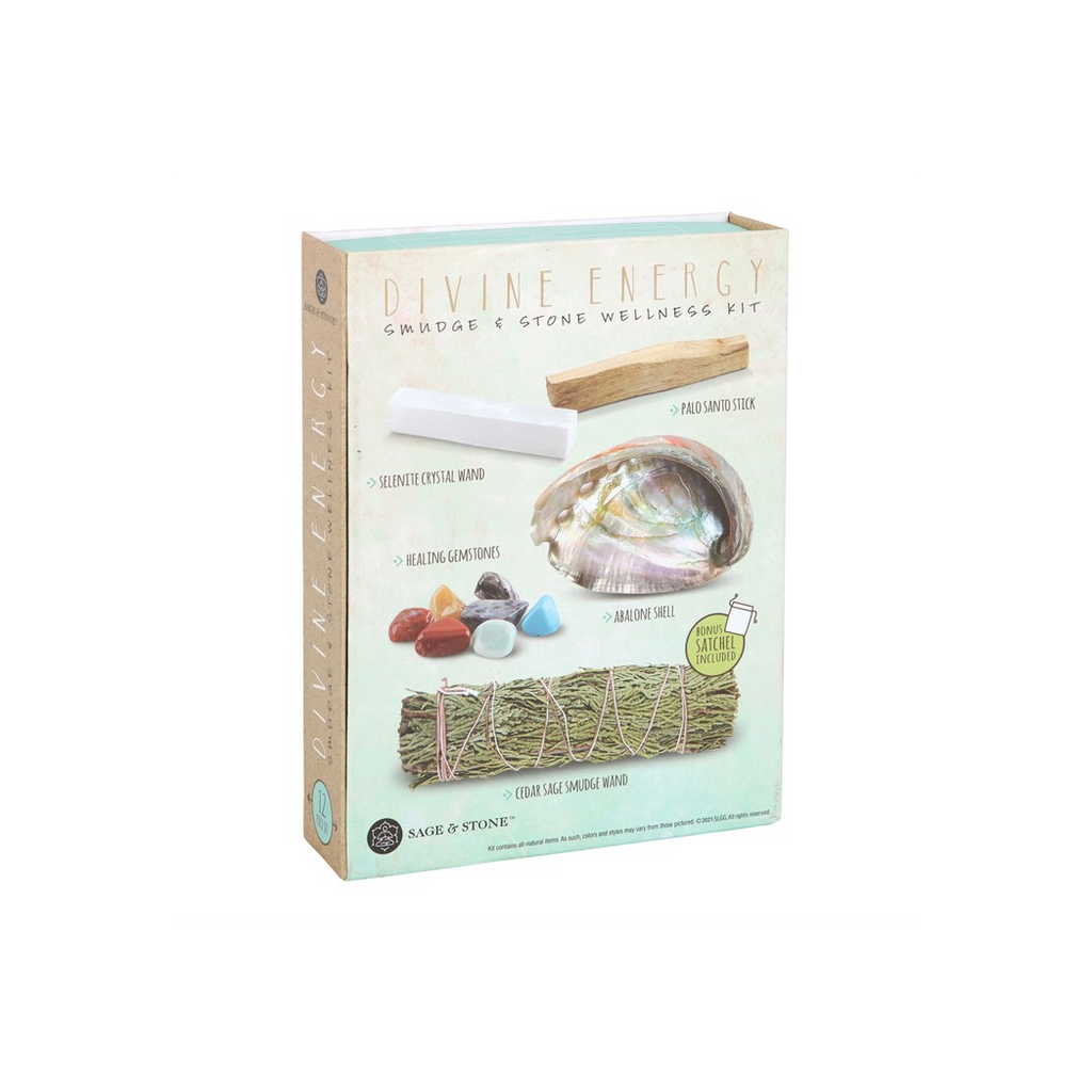 DIVINE ENERGY SMUDGE + STONE WELLNESS KIT GIFT SET