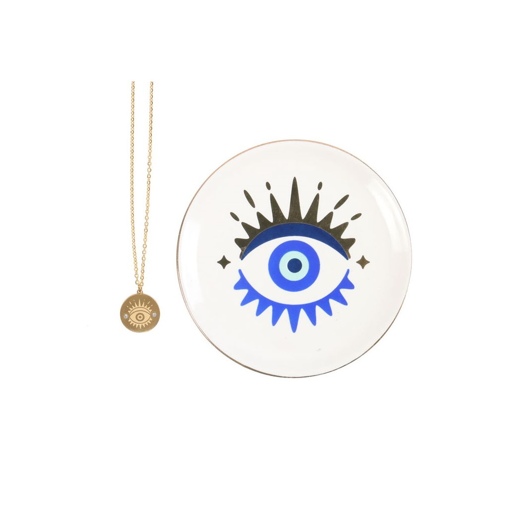 ALL SEEING EYE NECKLACE + TRINKET DISH GIFT SET