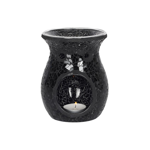 BLACK CRACKLE GLASS OIL BURNER