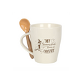 MY BROOMSTICK RUNS ON COFFEE MUG + SPOON SET