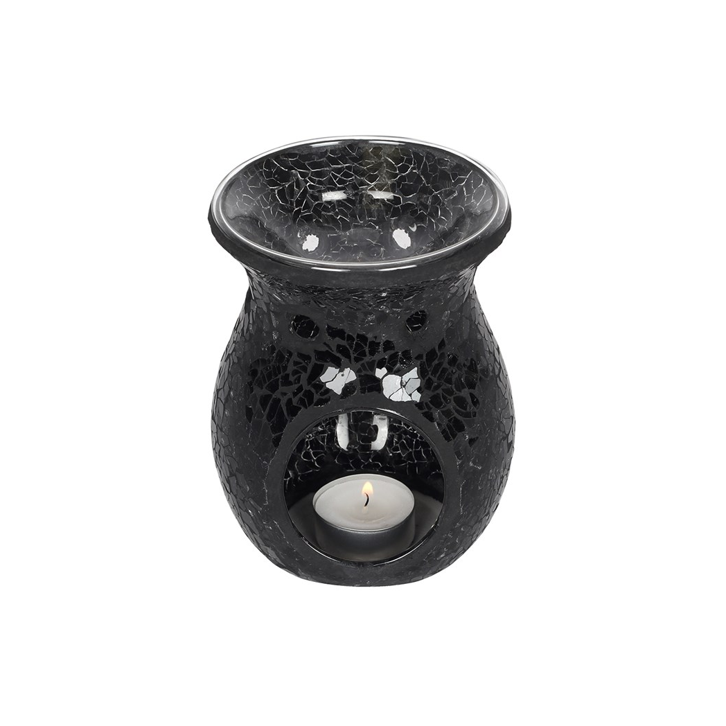BLACK CRACKLE GLASS OIL BURNER