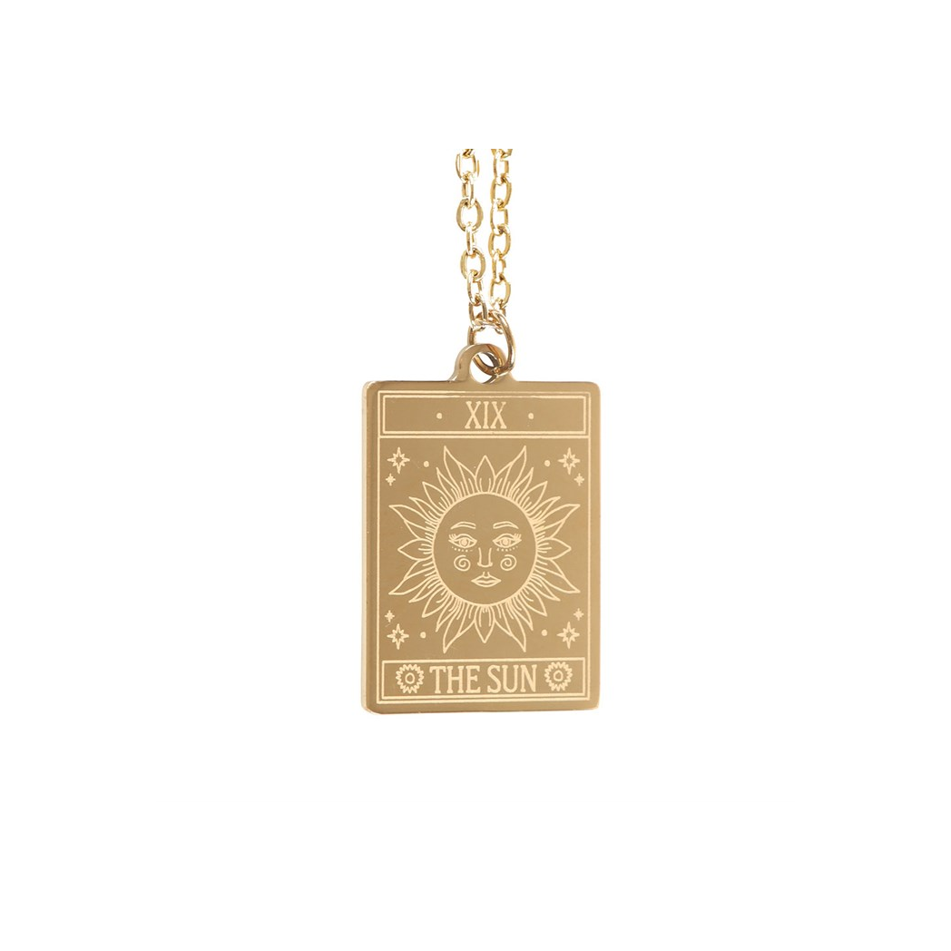 THE SUN VINTAGE TAROT NECKLACE CARD