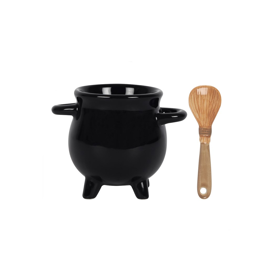 CAULDRON EGG CUP + BROOM SPOON