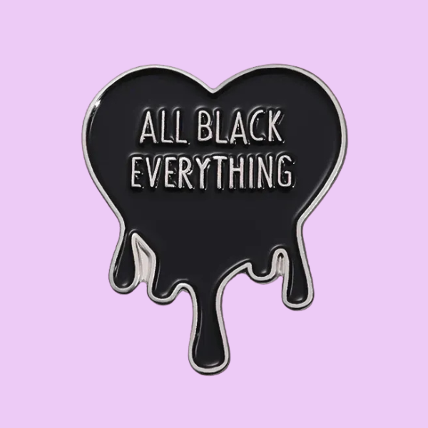 ALL BLACK EVERYTHING BLEEDING HEART PIN