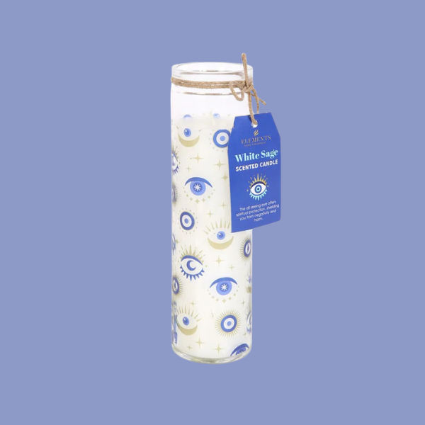 ALL SEEING EYE WHITE SAGE TUBE CANDLE