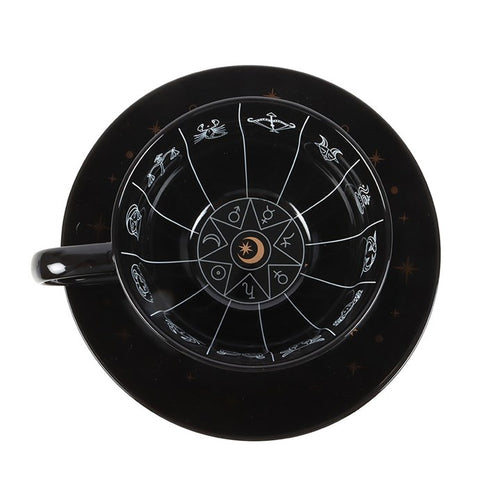 ASTROLOGY FORTUNE TELLING TEACUP + SAUCER