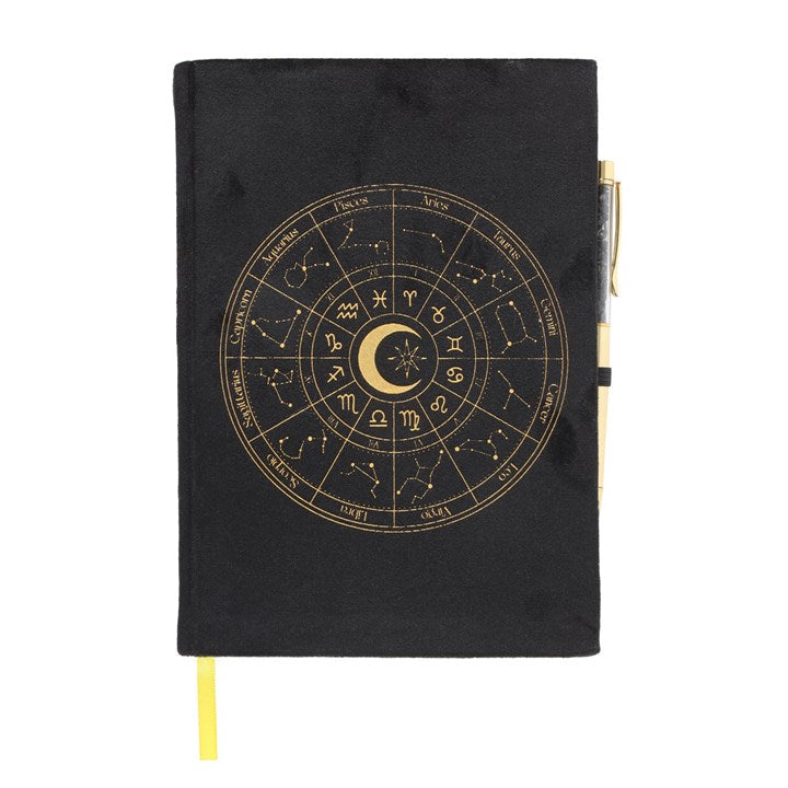 ASTROLOGY WHEEL VELVET JOURNAL + OBSIDIAN PEN