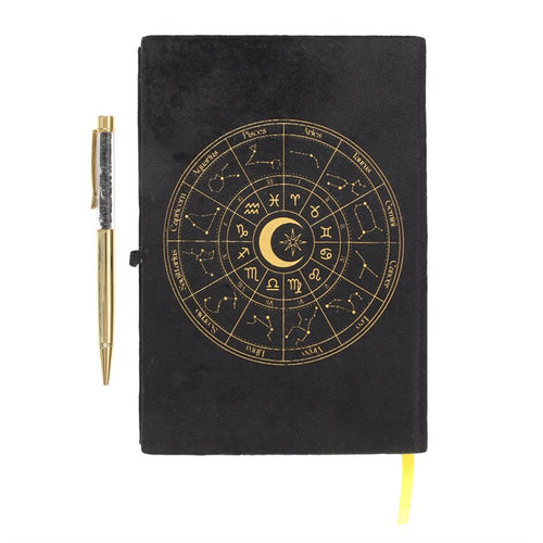 ASTROLOGY WHEEL VELVET JOURNAL + OBSIDIAN PEN