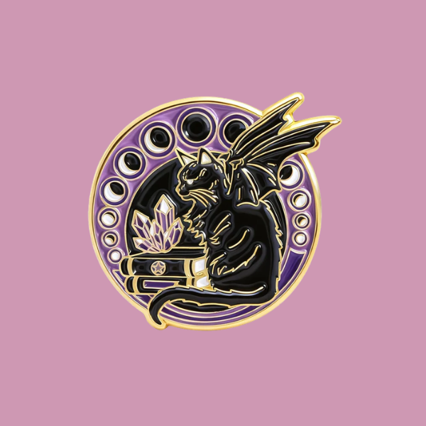 BAT CAT MOON PHASES PIN