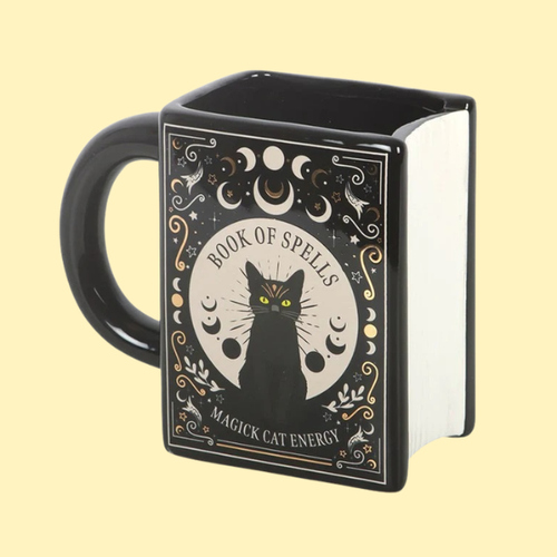 BLACK CAT MAGICK SPELL BOOK MUG