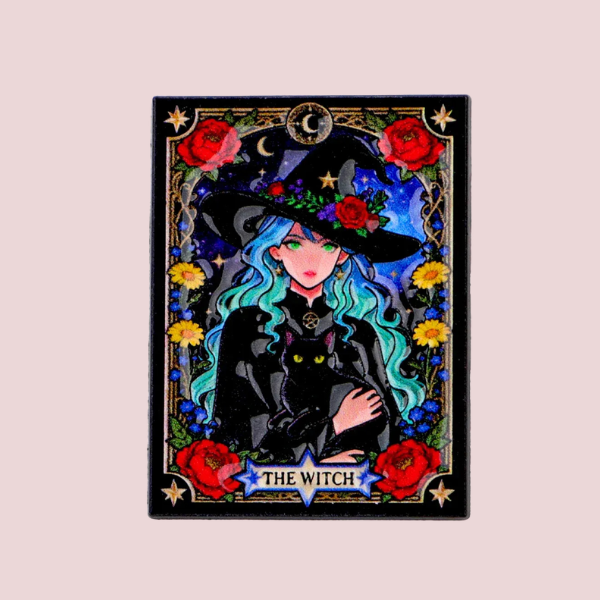 BLACK CAT WITCH TAROT PIN