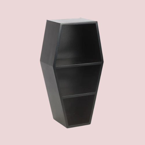 BLACK COFFIN DISPLAY SHELF