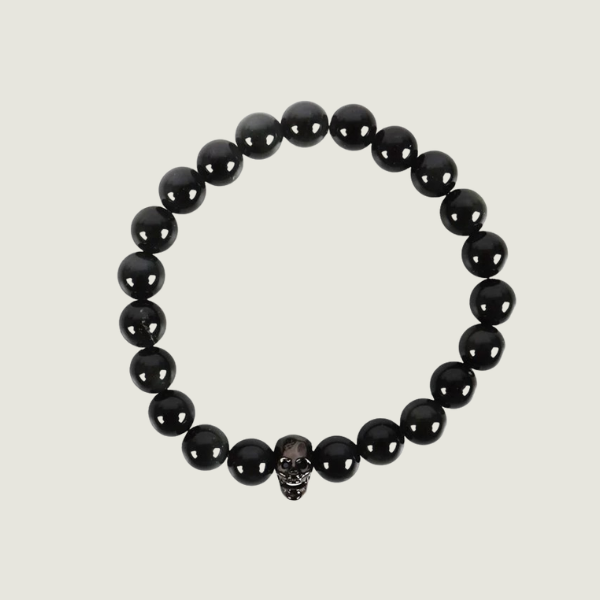 BLACK OBSIDIAN SKULL BRACELET