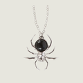 BLACK OBSIDIAN SPIDER PENDANT NECKLACE