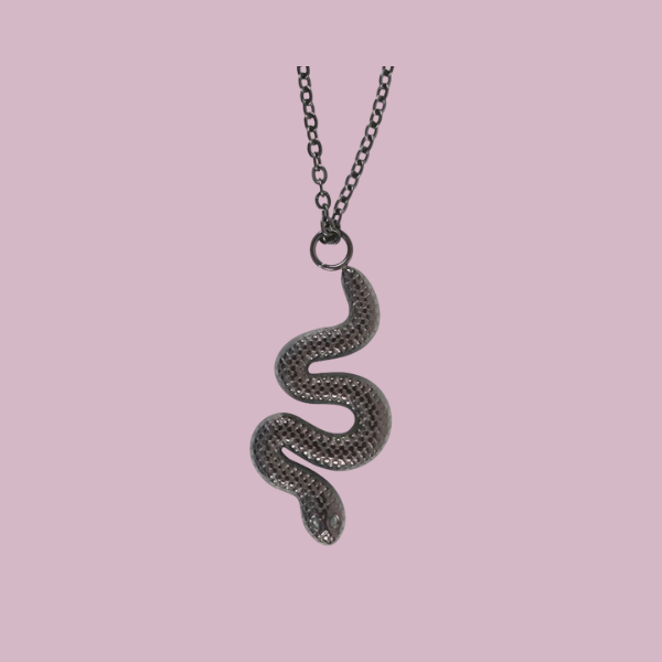 BLACK SNAKE PENDANT NECKLACE