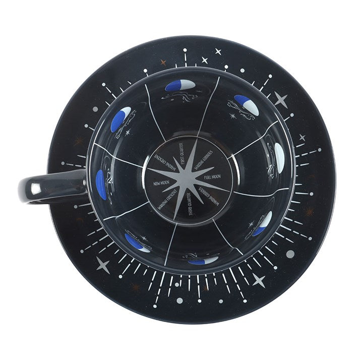 MOON PHASE FORTUNE TELLING TEACUP + SAUCER