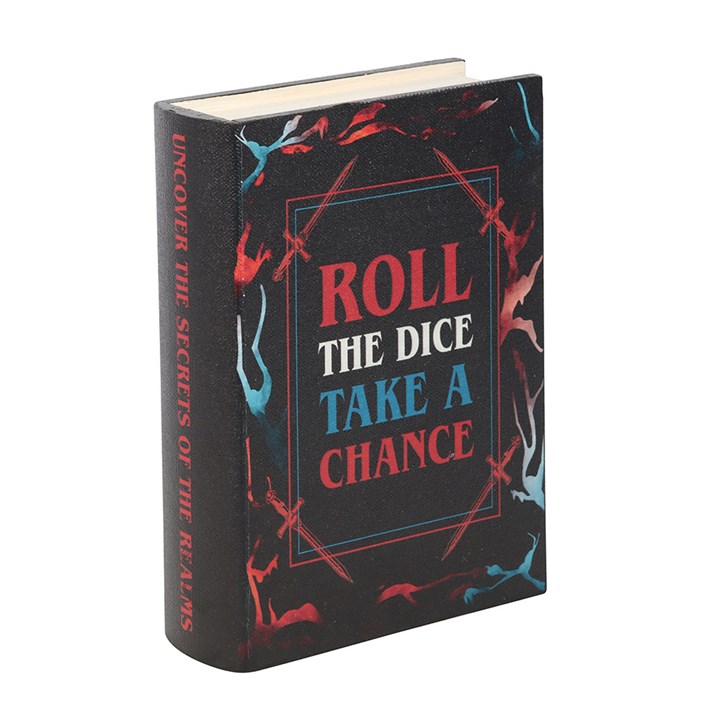 ROLL THE DICE, TAKE A CHANCE BOOK SHAPED STORAGE BOX