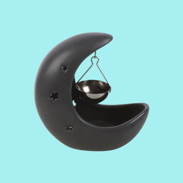 BLACK CRESCENT MOON OIL BURNER