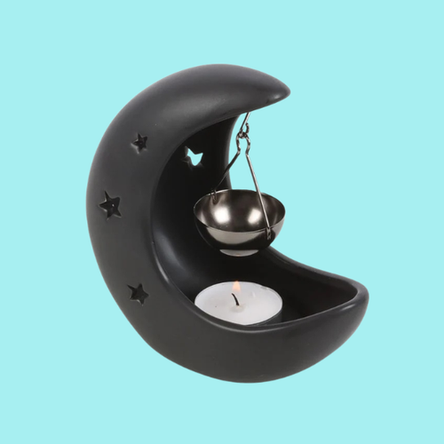 BLACK CRESCENT MOON OIL BURNER