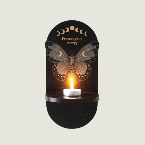 BLACK MOTH WOODEN ALTAR SHELF