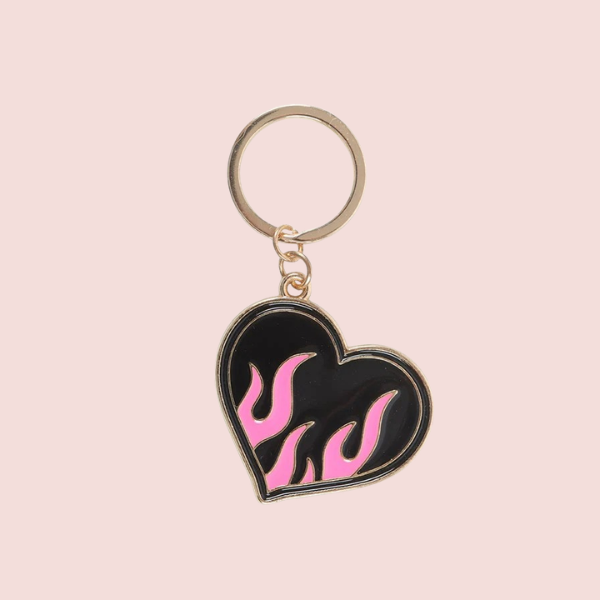FLAMING HEART KEYRING