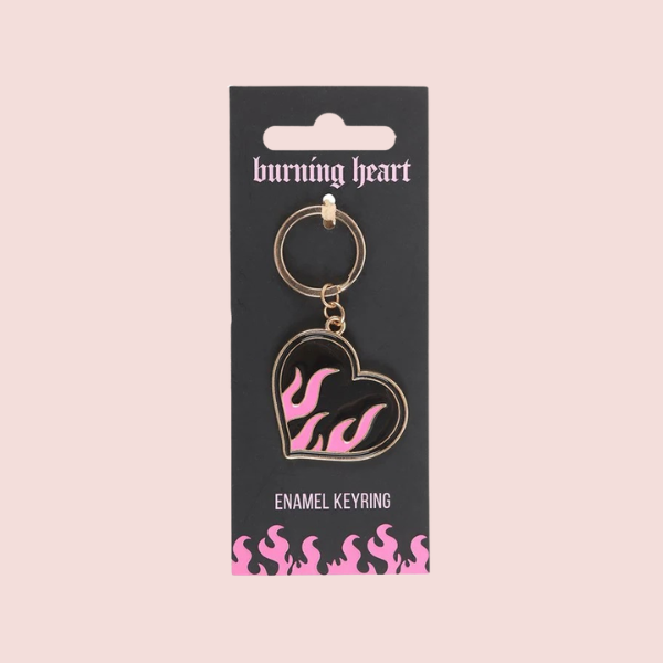 FLAMING HEART KEYRING