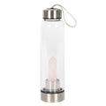 ROSE QUARTZ CRYSTAL INFUSED GLASS WATER BOTTLE