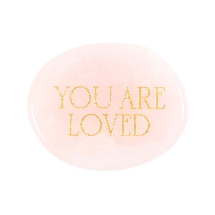 YOU ARE LOVED ROSE QUARTZ PALM STONE