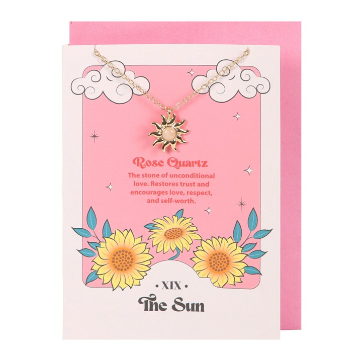 THE SUN ROSE QUARTZ NECKLACE CARD