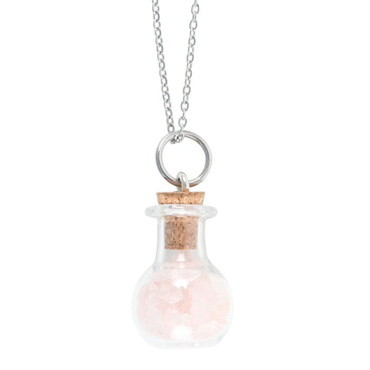 ROSE QUARTZ POTION BOTTLE NECKLACE