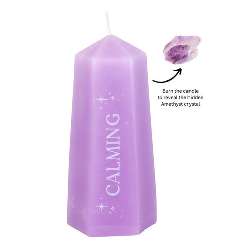 CALMING CRYSTAL CANDLE WITH ROUGH AMETHYST