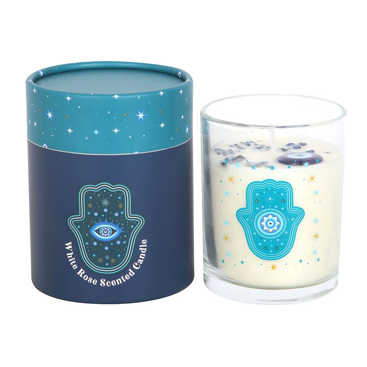 HAND OF HAMSA CRYSTAL CANDLE