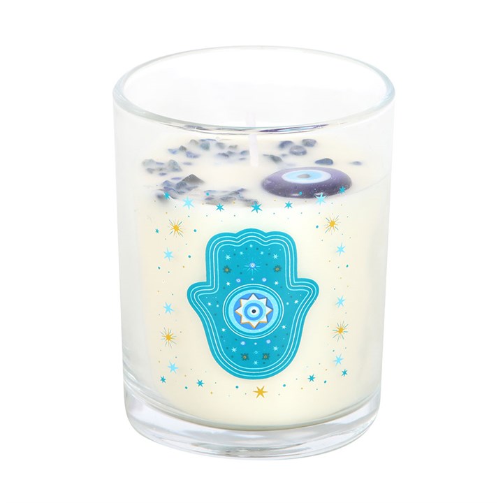 HAND OF HAMSA CRYSTAL CANDLE