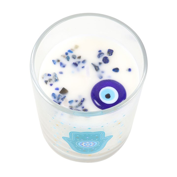 HAND OF HAMSA CRYSTAL CANDLE