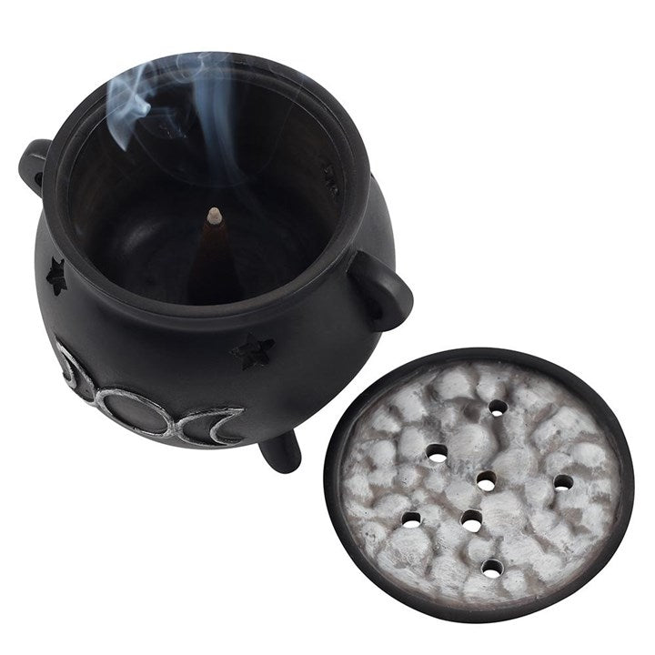TRIPLE MOON CAULDRON INCENSE CONE BURNER