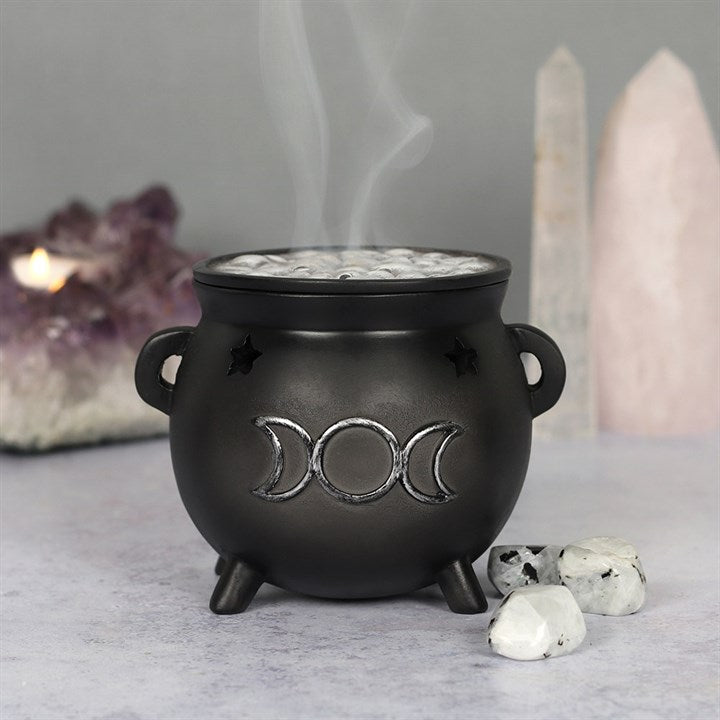 TRIPLE MOON CAULDRON INCENSE CONE BURNER