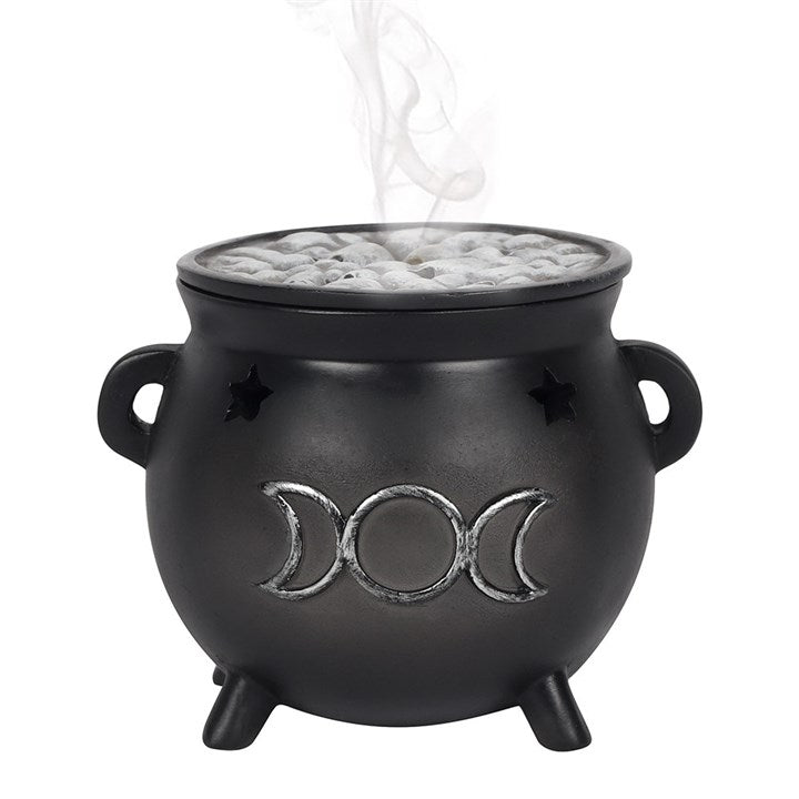 TRIPLE MOON CAULDRON INCENSE CONE BURNER