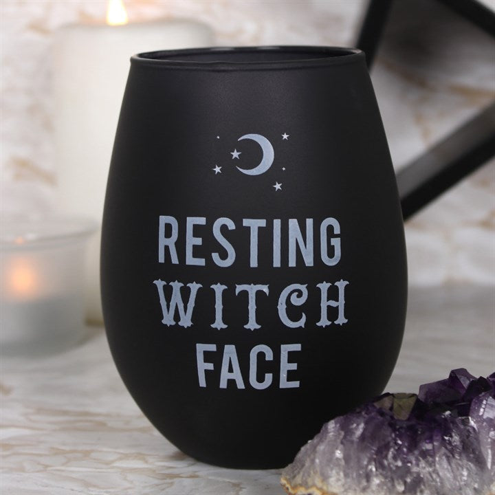 RESTING WITCH FACE STEMLESS WINE GLASS