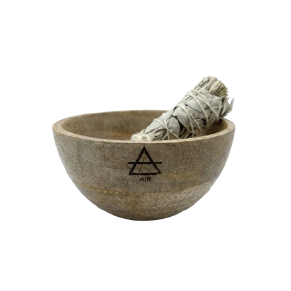 FOUR ELEMENTS WOODEN SMUDGE + RITUAL BOWL