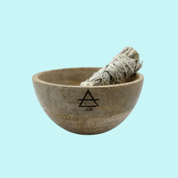 FOUR ELEMENTS WOODEN SMUDGE + RITUAL BOWL