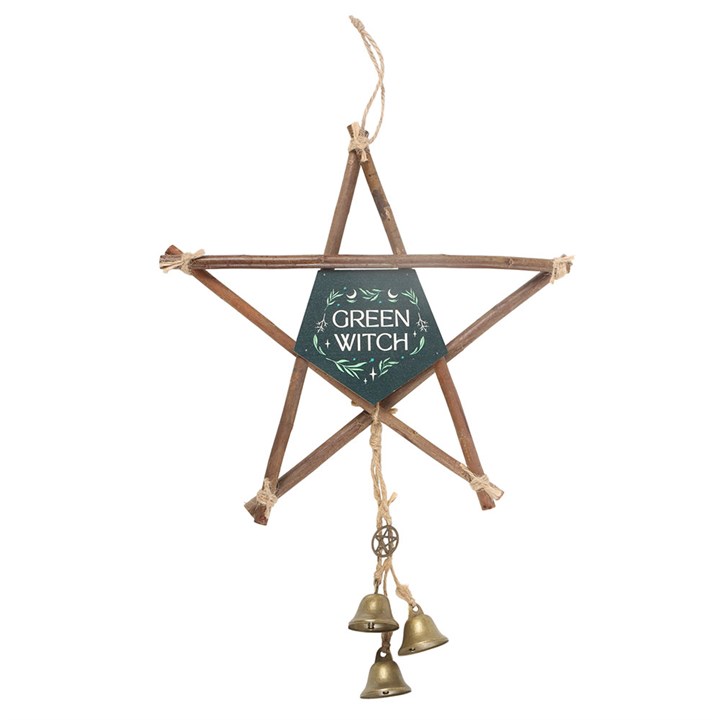 GREEN WITCH WILLOW PENTAGRAM WITCH BELLS