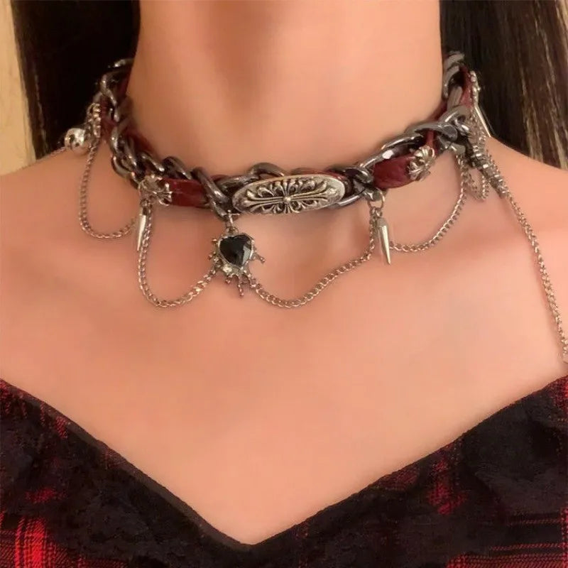 GOTHIC CROSS CHOKER NECKLACE