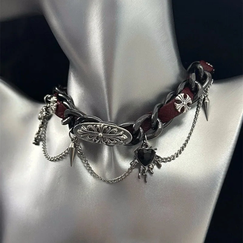 GOTHIC CROSS CHOKER NECKLACE